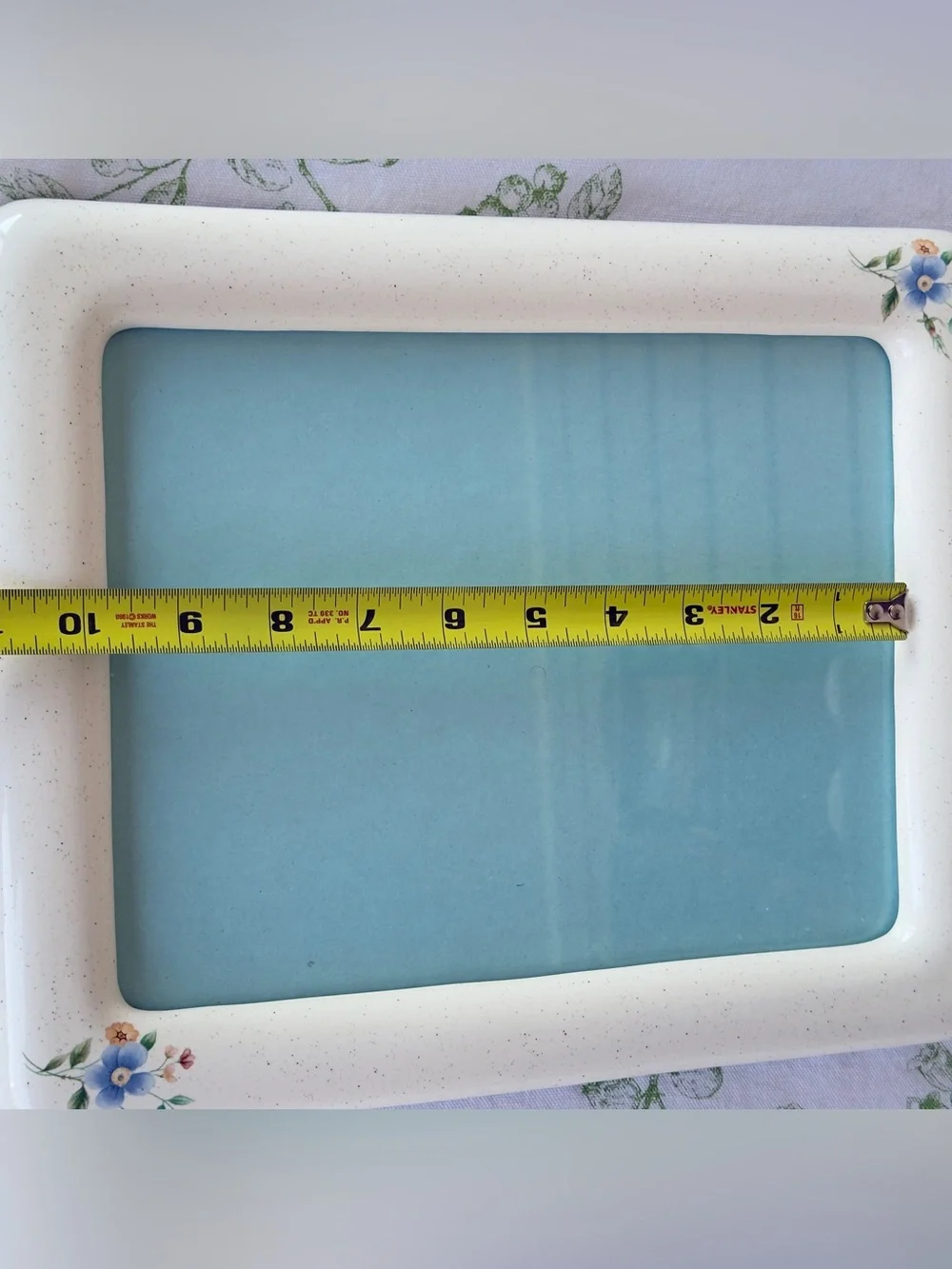 Vintage Glossy White Ceramic Picture Frame, Large Floral 1970s Cottagecore Frame